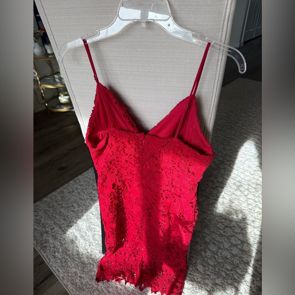 Lush Red Lace Slip Dress | V-Neck Spaghetti Strap | Size L | NWT - Picture 6 of 7